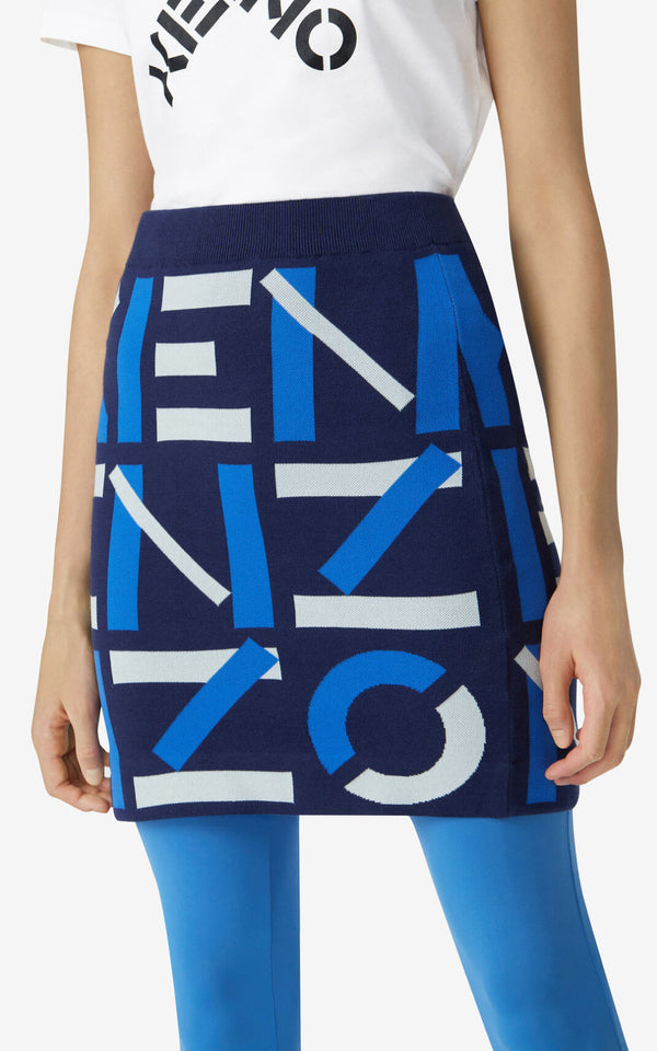 Kenzo falda de punto logo azul