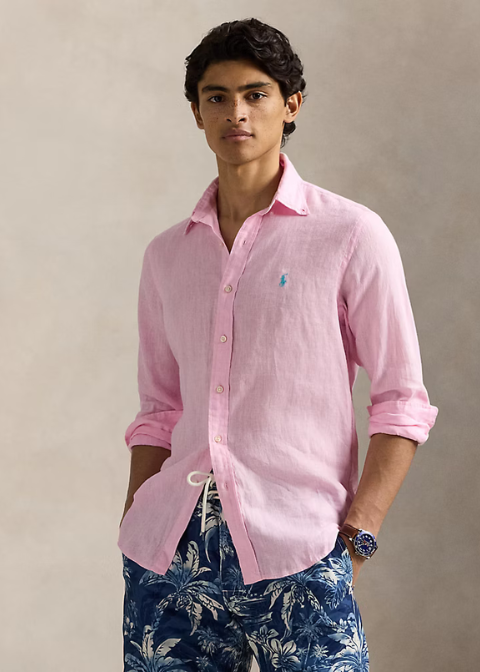 Camisa rosa lino