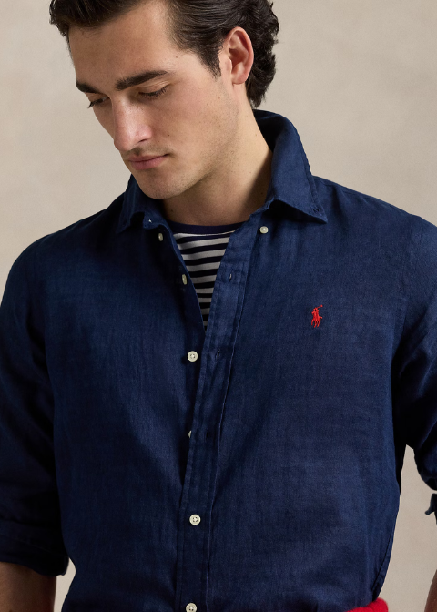 Camisa  azul marino lino