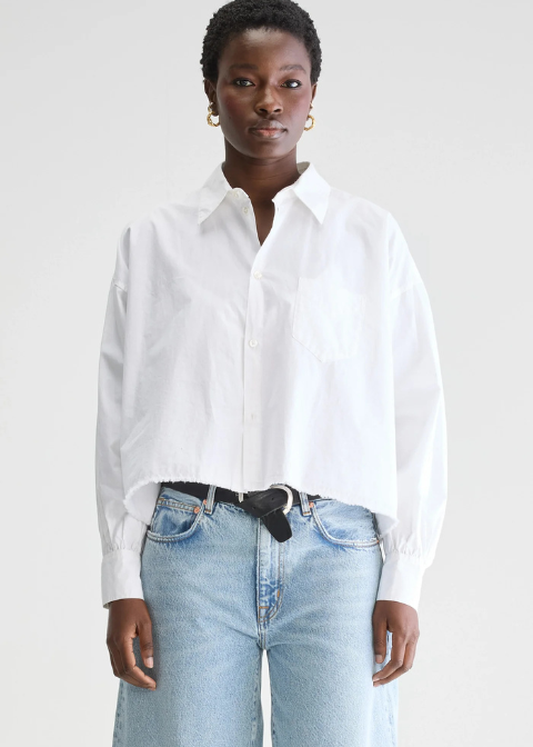 Camisa blanca cropped popelin