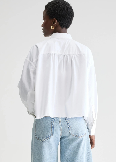 Camisa blanca cropped popelin