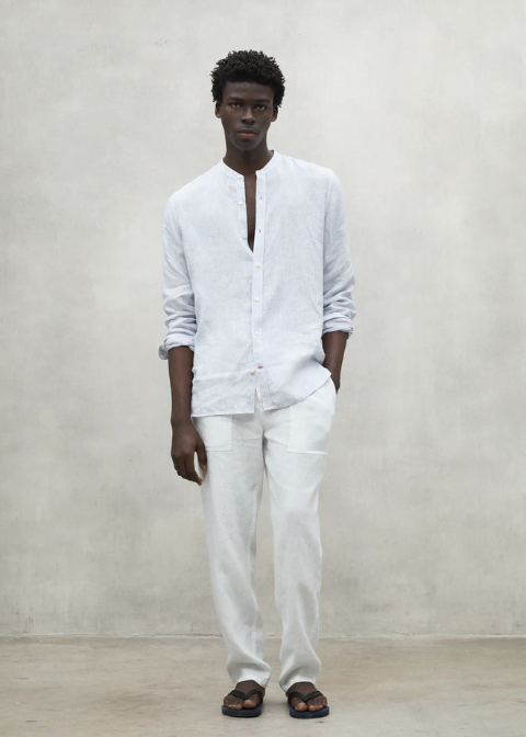 Camisa blanca rayas azules