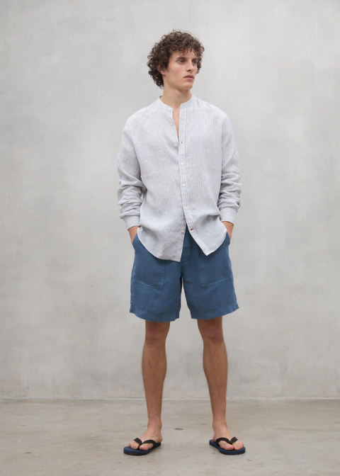 Camisa blanca rayas beige