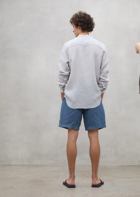 Camisa blanca rayas beige