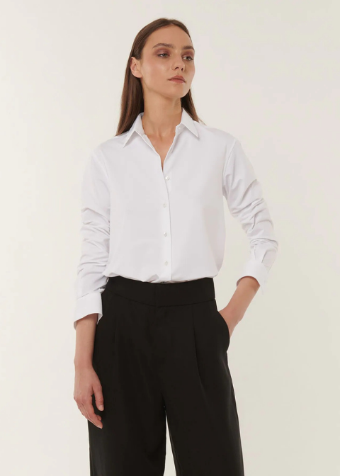 Camisa blanco celeste oxfort