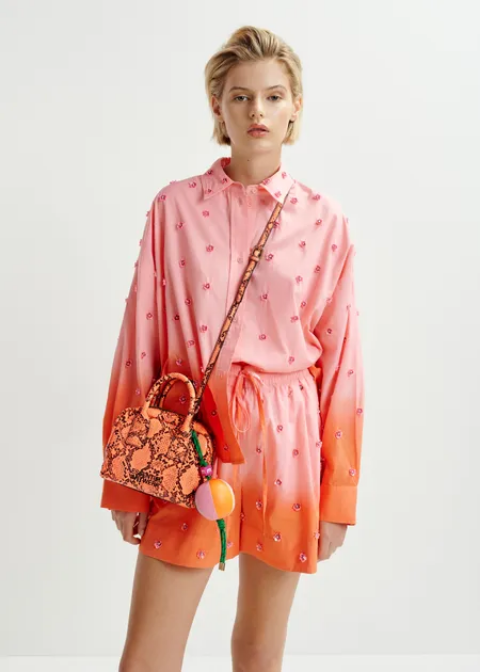 Camisa ESSENTIEL coral degradada naranja