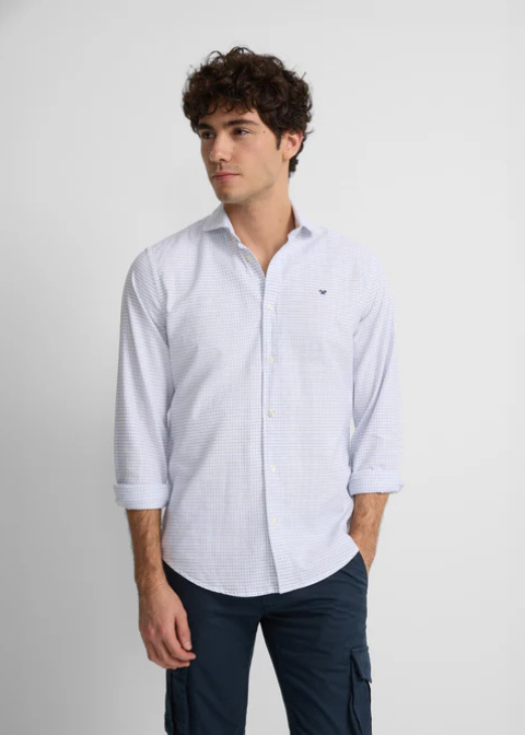 Camisa blanca cuadros oxford