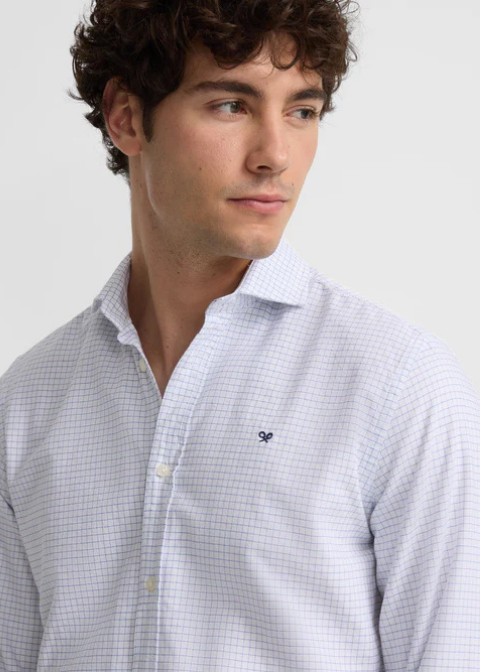 Camisa blanca cuadros oxford