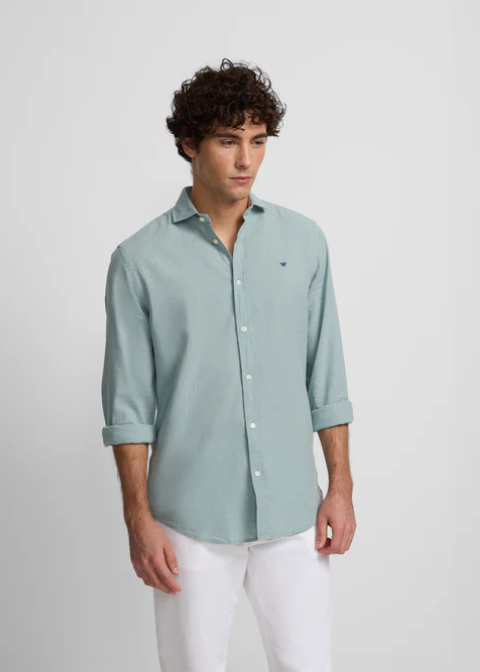 Camisa SILBON verde agua lino