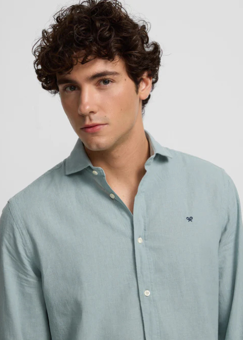 Camisa SILBON verde agua lino