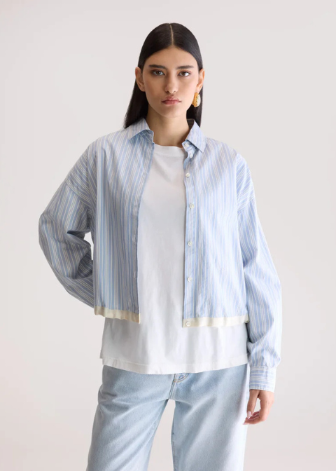 Camisa BELLEROSE blanca rayas