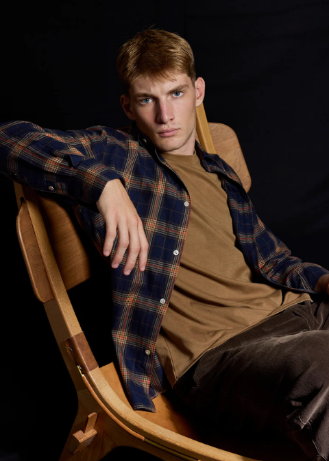 Camisa KOIKE azul marino cuadros franela