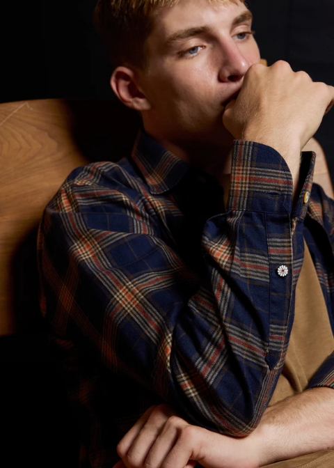 Camisa KOIKE azul marino cuadros franela