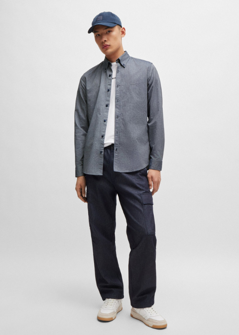 Camisa HUGO BOSS azul jaspeado oxford