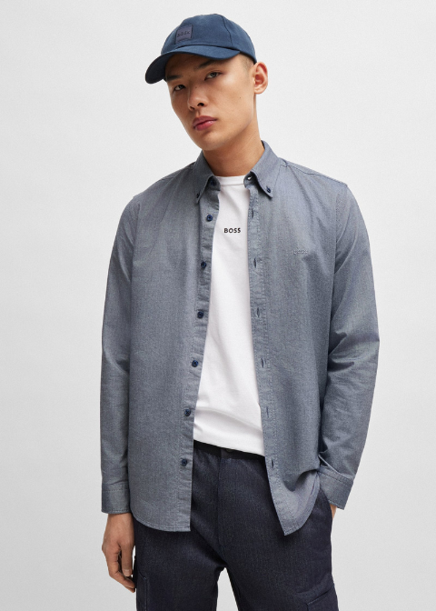 Camisa HUGO BOSS azul jaspeado oxford