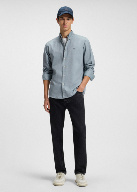 Camisa HUGO BOSS gris azulado oxford