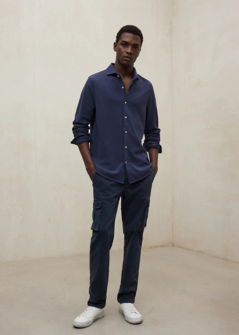 ECLF. Camisa GOTHAM azul marino texturizada C·MART·M