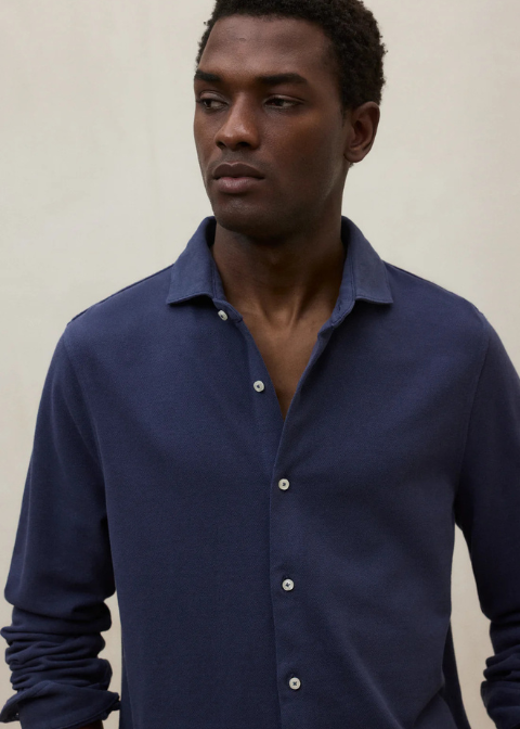 ECLF. Camisa GOTHAM azul marino texturizada C·MART·M