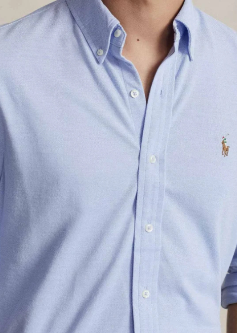 Camisa RALPH LAUREN azul oxfort elastica