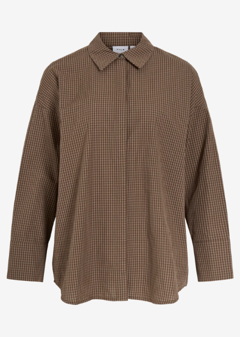 Camisa VILA marrón cuadritos