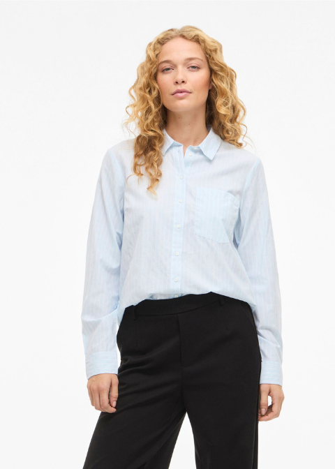 Camisa VILA azul claro rayas blancas