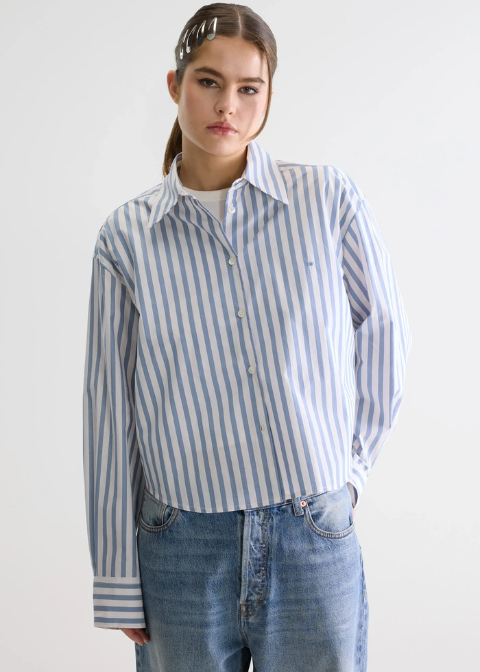 Camisa BELLEROSE blanco raya azul