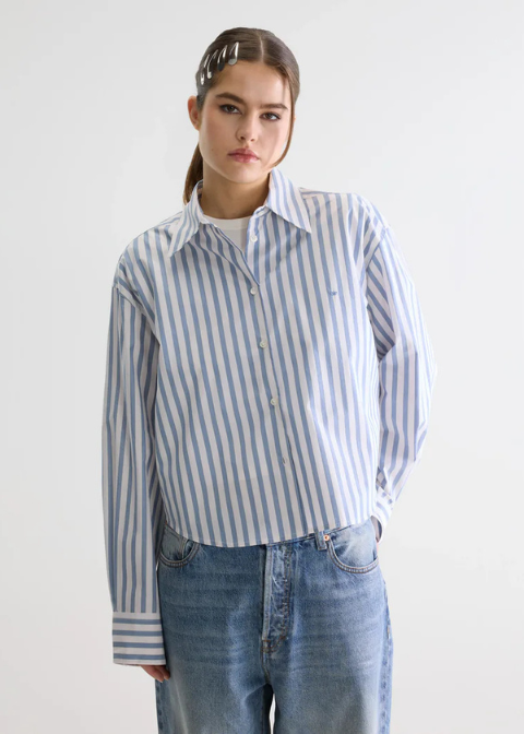 Camisa BELLEROSE blanco raya azul