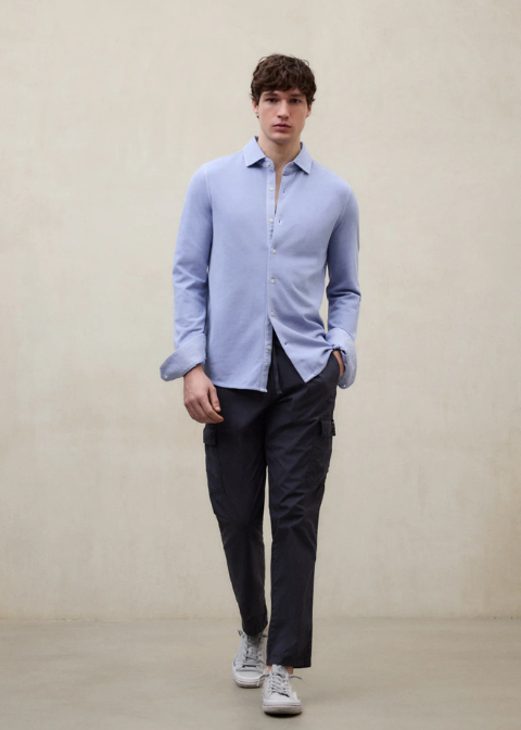 Camisa ECOALF azul tejido pique