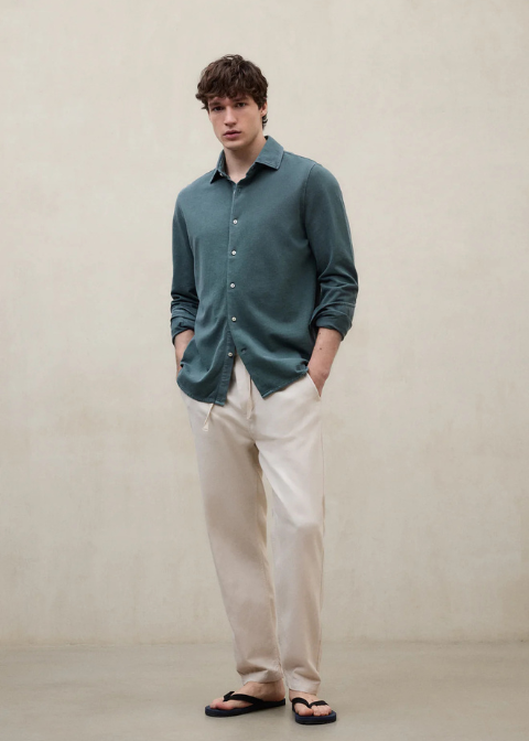 Camisa ECOALF verde tejido pique