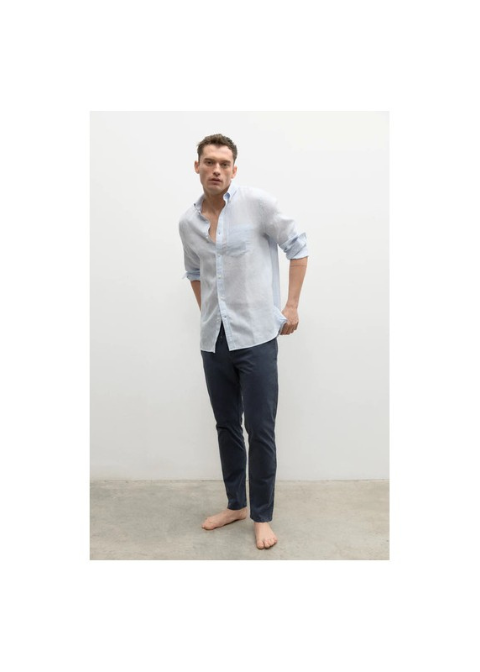 Camisa ECOALF blanca rayas azules lino