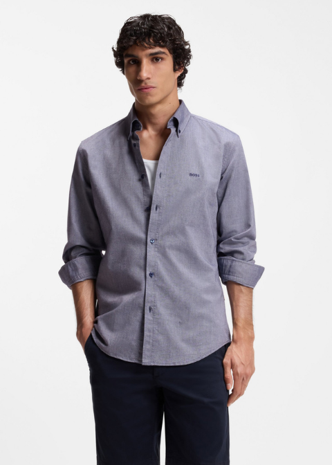 Camisa HUGO BOSS azul jaspeado oxford
