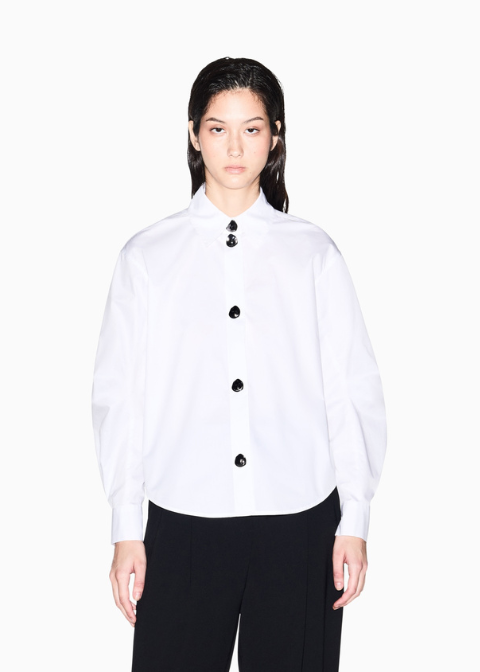 Camisa ARMANI blanca botones negros