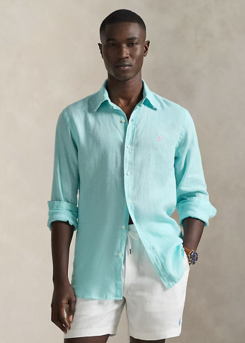 Camisa RALPH LAUREN turquesa lino