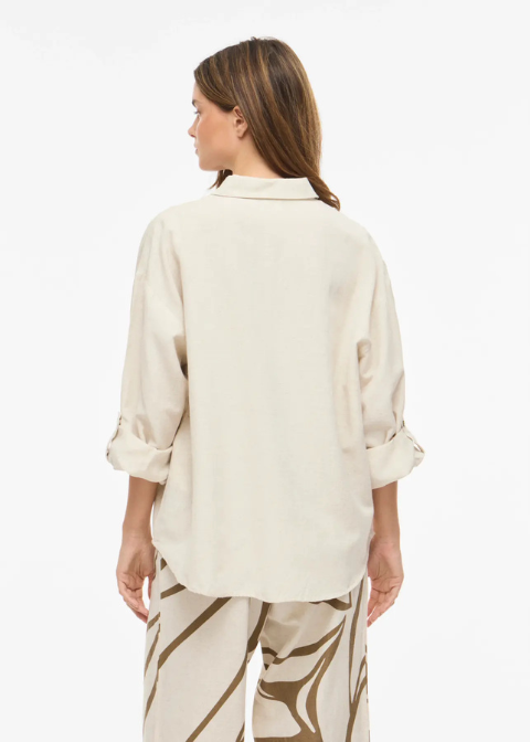 Camisa VILA beige  rayas bolsillo