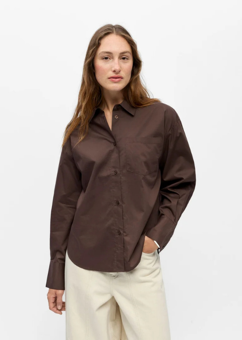 Camisa OBJECT marrón clásica