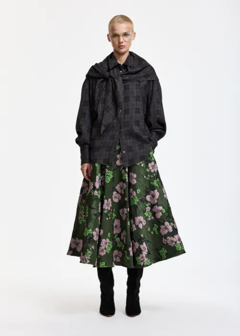 Camisa ESSENTIEL  de cuadros oversize con pañuelo