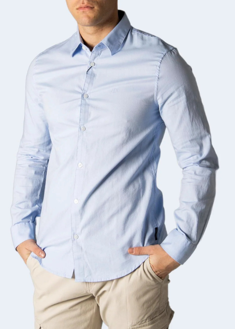 Camisa ARMANI EXCHANGE celeste logo bordado