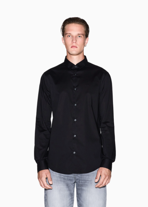 Camisa ARMANI negra lisa bordado