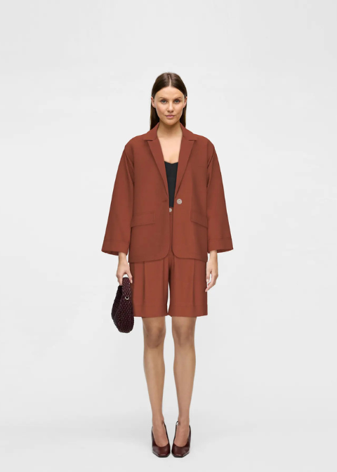 Blazer VILA teja lino bolsillos