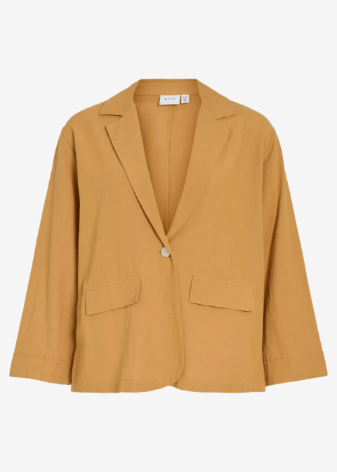 Blazer VILA mostaza lino bolsillos