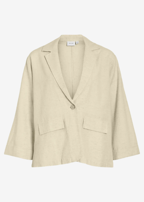 Blazer VILA beige lino bolsillos
