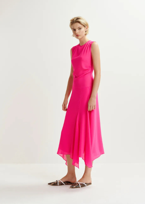 Vestido rosa fucsia midi