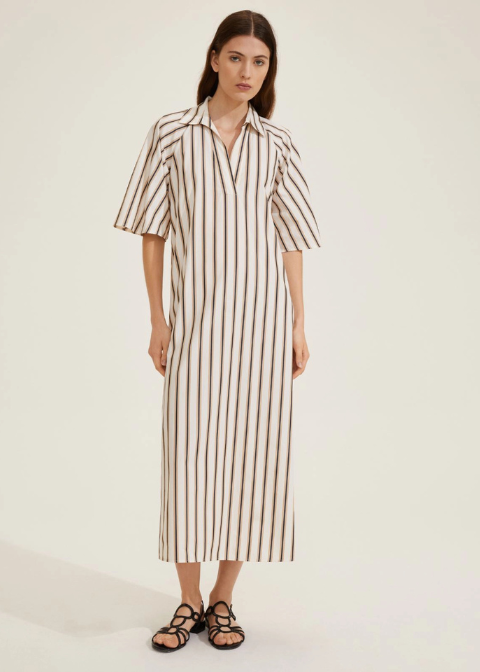 Vestido MARRELLA beige rayas largo