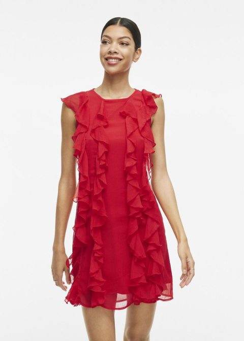 Vestido VILA rojo volantes