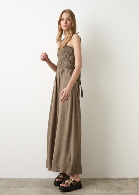 Vestido BSB caqui midi nido