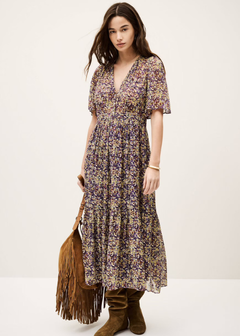 Vestido flores amarillas midi