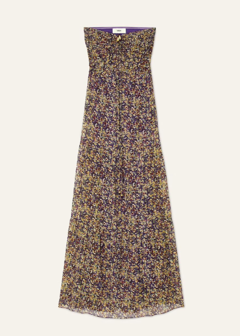 Vestido violeta flores amarillas
