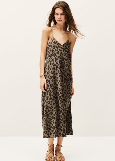 Vestido verde caqui print