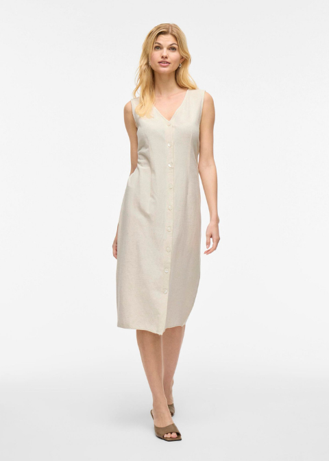 Vestido VILA beige midi camisero