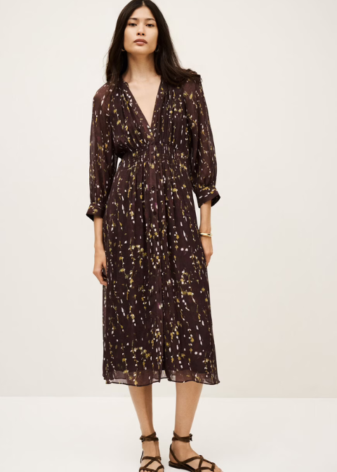 Vestido BA&SH marrón estampado